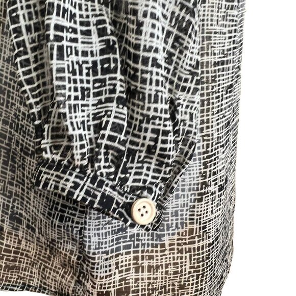 Patterson J. Kincaid  Black Mod Semi Sheer Blouse Size Small Retro Geometric Top - Picture 5 of 9